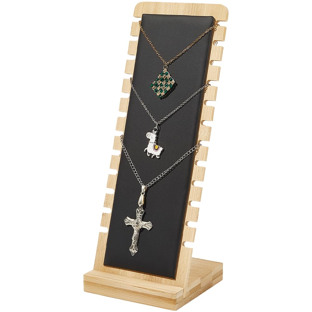 Présentoir à bijoux en bambou support rangement collier noir