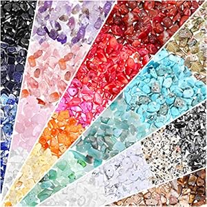 Crystals Stone Beads for Jewelry Making, 800 Pcs Natural Chip Stone Beads 5-8 MM Irregular Gemstones Bulk Multicolored Crystal Loose Rocks for Earrings Beads Making, Necklace, Bracelet, DIY Art Crafts