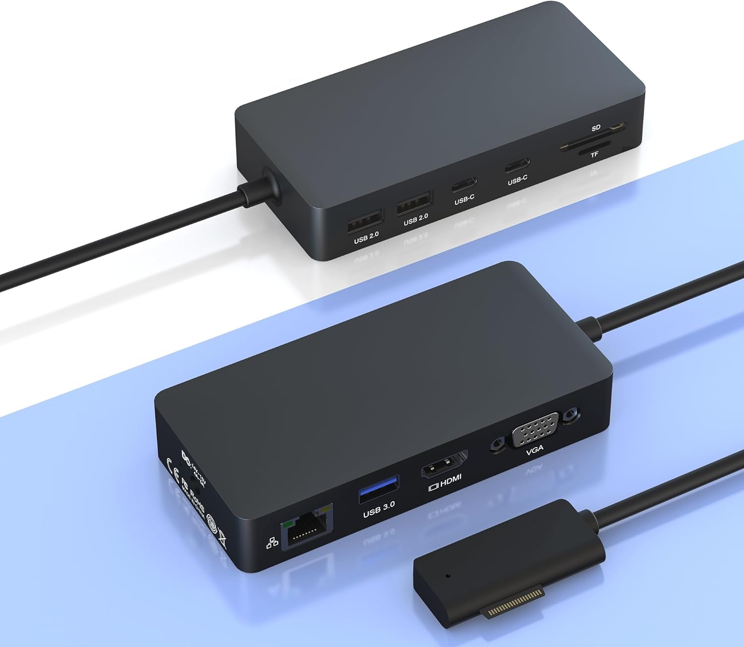 New Surface Dock Triple Displays 4K@60HZ HDMI+VGA, 11 in 1 Surface Docking Station for Surface Pro 11/10/9/8/X/7/6/5/4/3,Surface Laptop 7/6/5/4/3/2/1,Surface Book Go