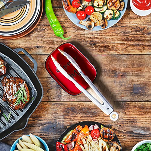 Image of Ceramic Spoon Rest for Stove Top, DAYYET Large Spoon Holder, Spoon Rest for Kitchen Counter, Heat-Resistant Cooking Utensil Rest, Red Kitchen Decor and Accessories