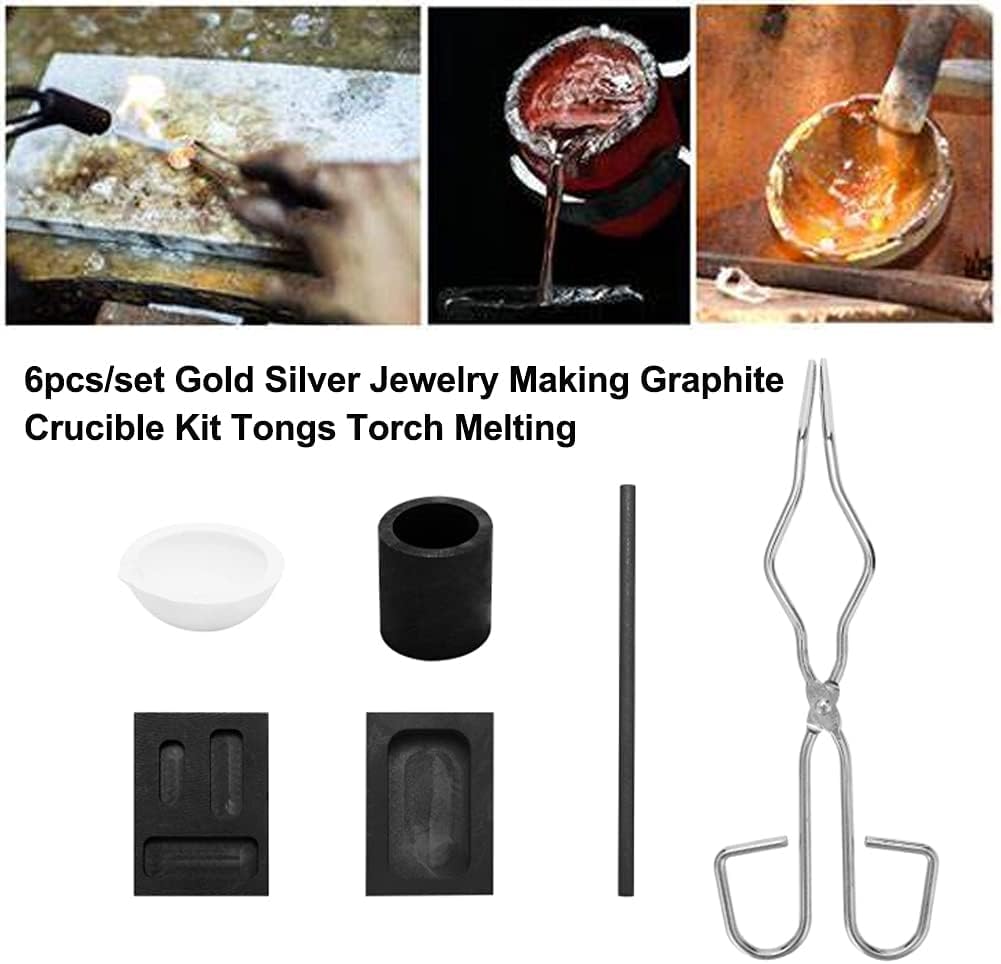 Kit Fusione Metalli Taidda - Crogiolo Grafite, Pinze, Stampo Lingotti, Per Oro, Argento, Ottone - Foto 2