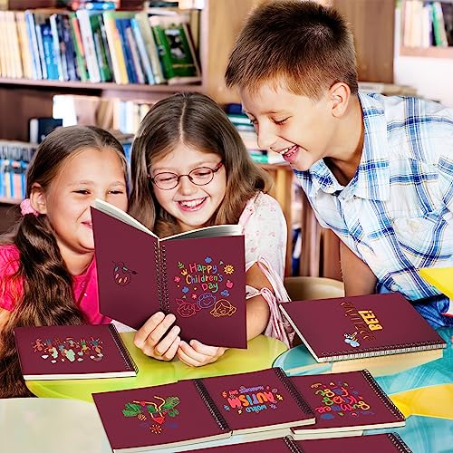 Image of Yahenda 18 Pcs Spiral Notebooks,1 Subject,Wide Ruled, Wine Red