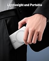 Vista 6 de Baseus Banco de energía magnético, cargador inalámbrico magnético de 10,000 mAh con soporte plegable, para paquete de batería MagSafe, carga rápida