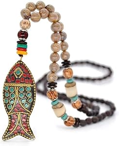 Wood Bead Necklace for Women Bohemian Necklace Long Necklaces Boho Jewelry
