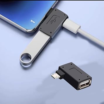 2Pcs Left and Right Micro USB OTG Adapters, 90-degree Host Adapter with Power Port, Compatible with Fire Stick, Rii, Nintendo, Logitech Keyboards, Smartphones and Tablets