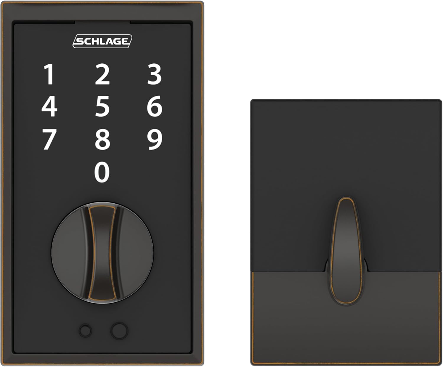 Schlage BE375 CEN 716 Touch Century Deadbolt, Electronic Keyless Entry Lock, Aged Bronze