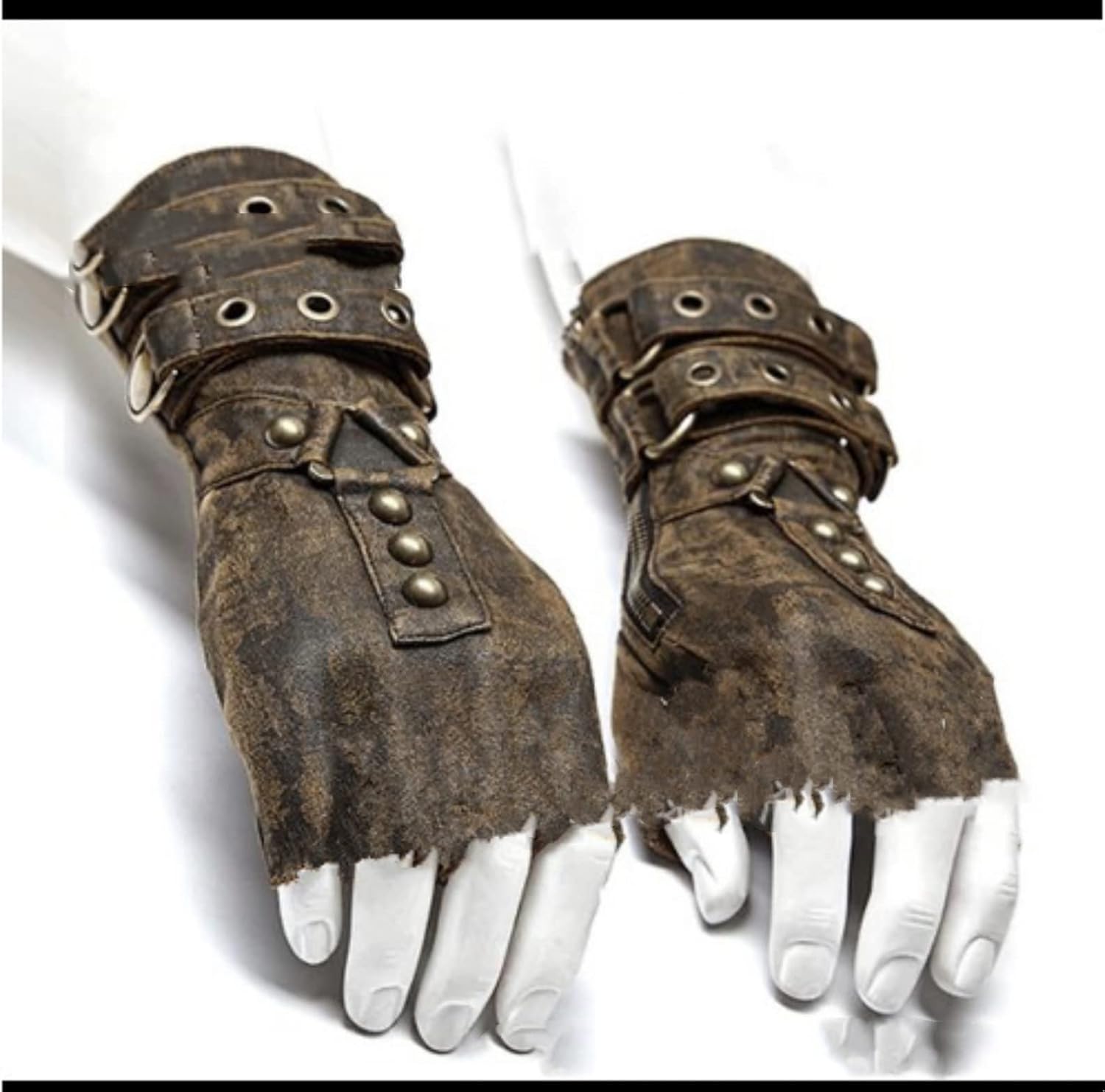 USUWE Vintage Arm Guard Rivet Belt Buckle Glove Vintage Wrist Guard Halloween Party Role Playing Performance Props