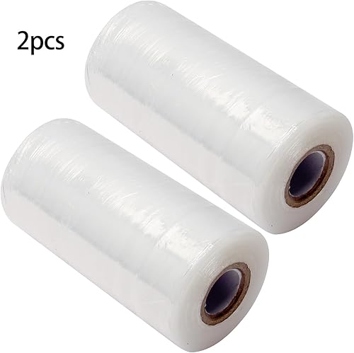 Miniatura 4 de 2 rollos de película elástica preestirada de 5.91 pulgadas x 656.2 ft656.16 pies, plástico transparente para mudanza y embalaje, envoltura elástica