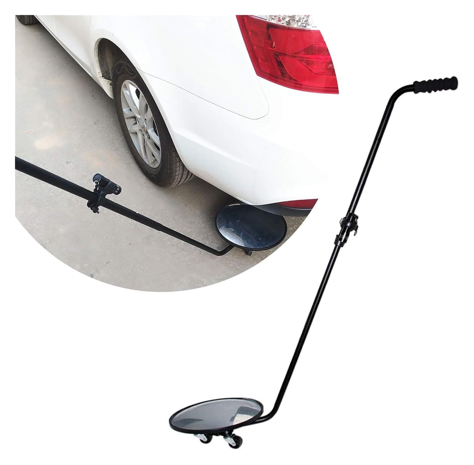 YNIYUJKL Under Car Search Mirror, 11.8 Inch Diameter Inspection Mirror With Handle,2X Magnification Convex Mirror,Led Light Telescopic Inspection Mirror,