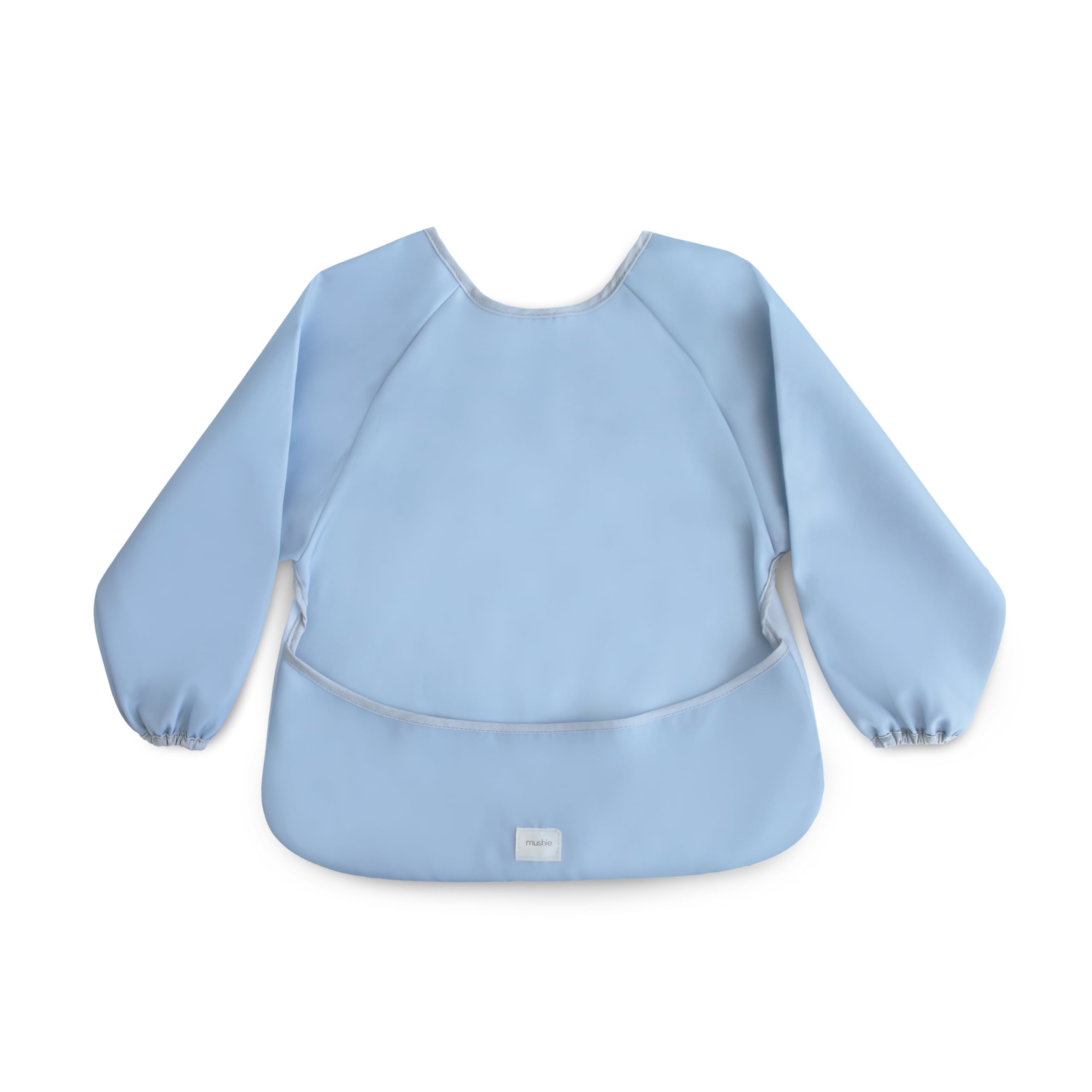Mushie Weaning Bib Baby Long Sleeve | Toddler Bibs with Sleeves Waterproof | Adjustable Fit for 6-24 Months | Colour: Tradewinds