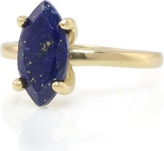 Anemone Marquise Gold Lapis Lazuli Ring - Fashionable Gemstone Dainty Rings for Women - Artisan September Birthstone Jewelry, Everyday Ring Jewelry - Customizable Size and Engraving