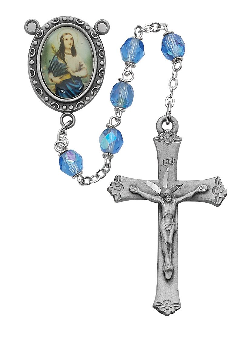 BBSR187DF 6MM BLUE ST. CECILIA ROSARY