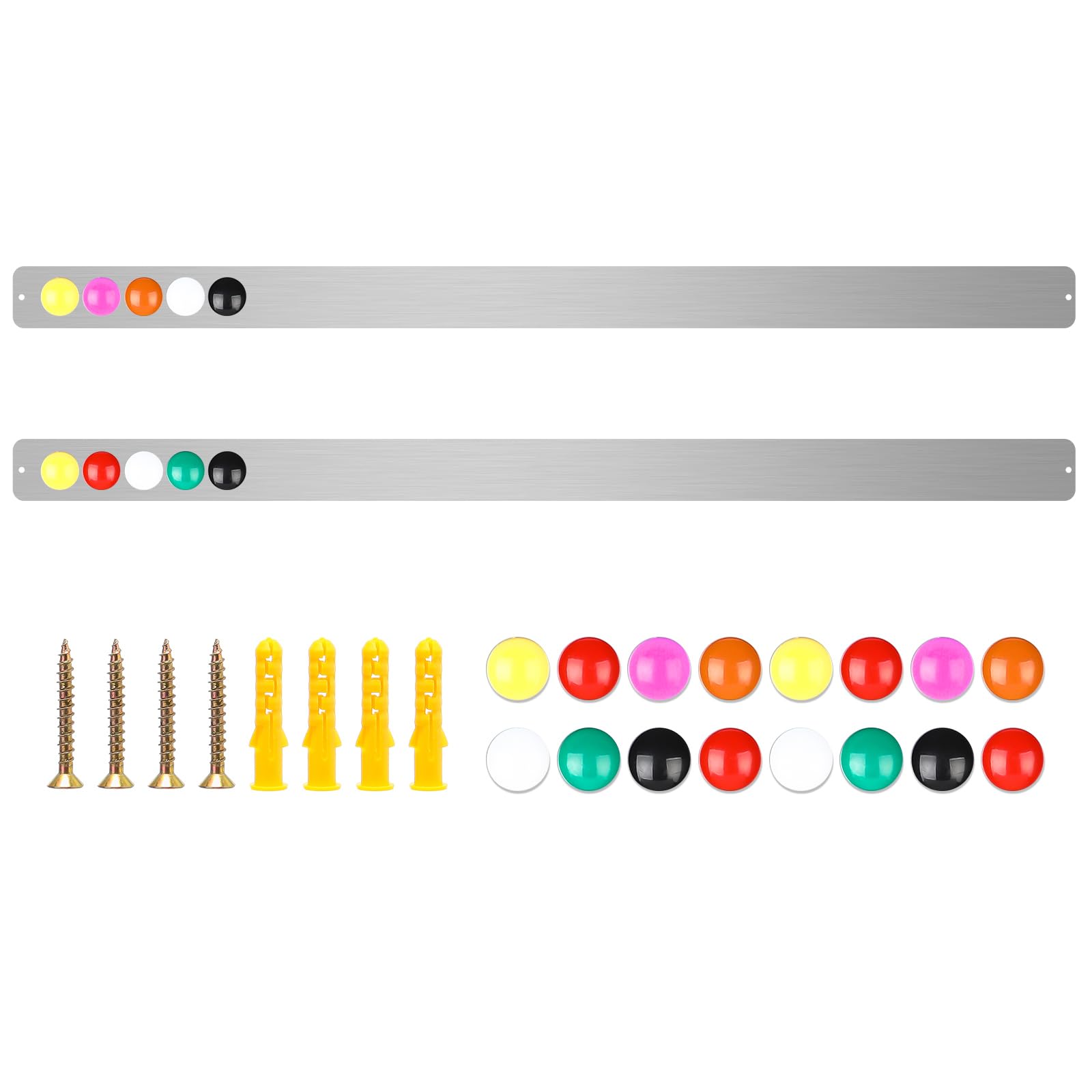 DUJEQM Magnetic Board Set - 3 Pack Frameless Stainless Steel Bulletin Bar Board With 10 White Magnets - Magnetic Strips Self Adhesive Memo Bulletin