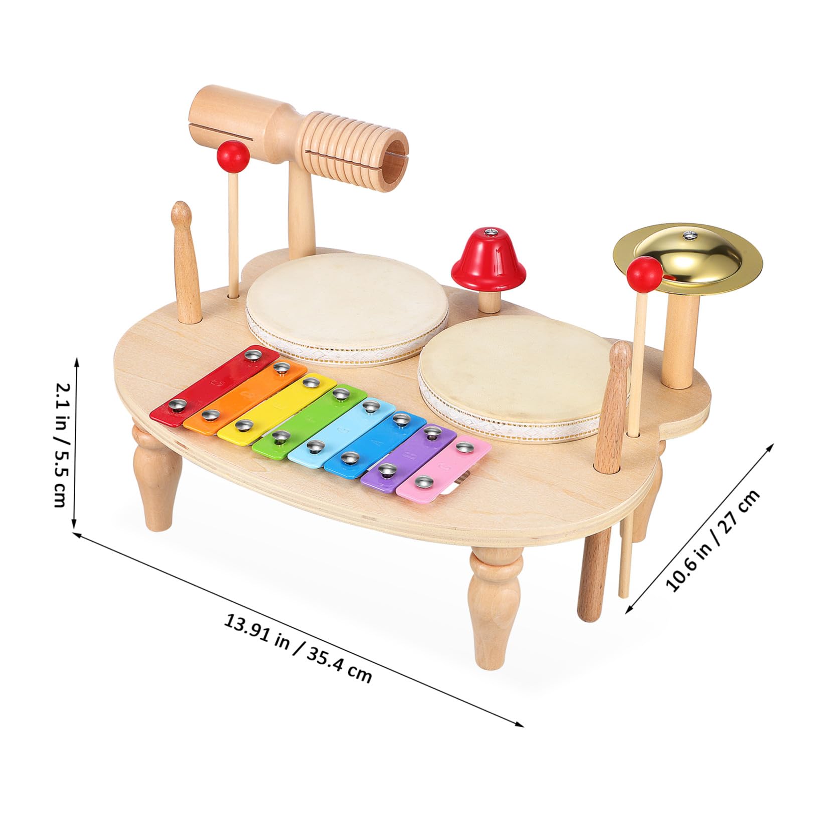 Xilófono de Madera Pequeño para Niño, Instrumento Musical de Percusión | Pandereta de Mano, Batería Efectos Ricos y Sonido Claro, Obsequio Musical Adorable y Colorido
