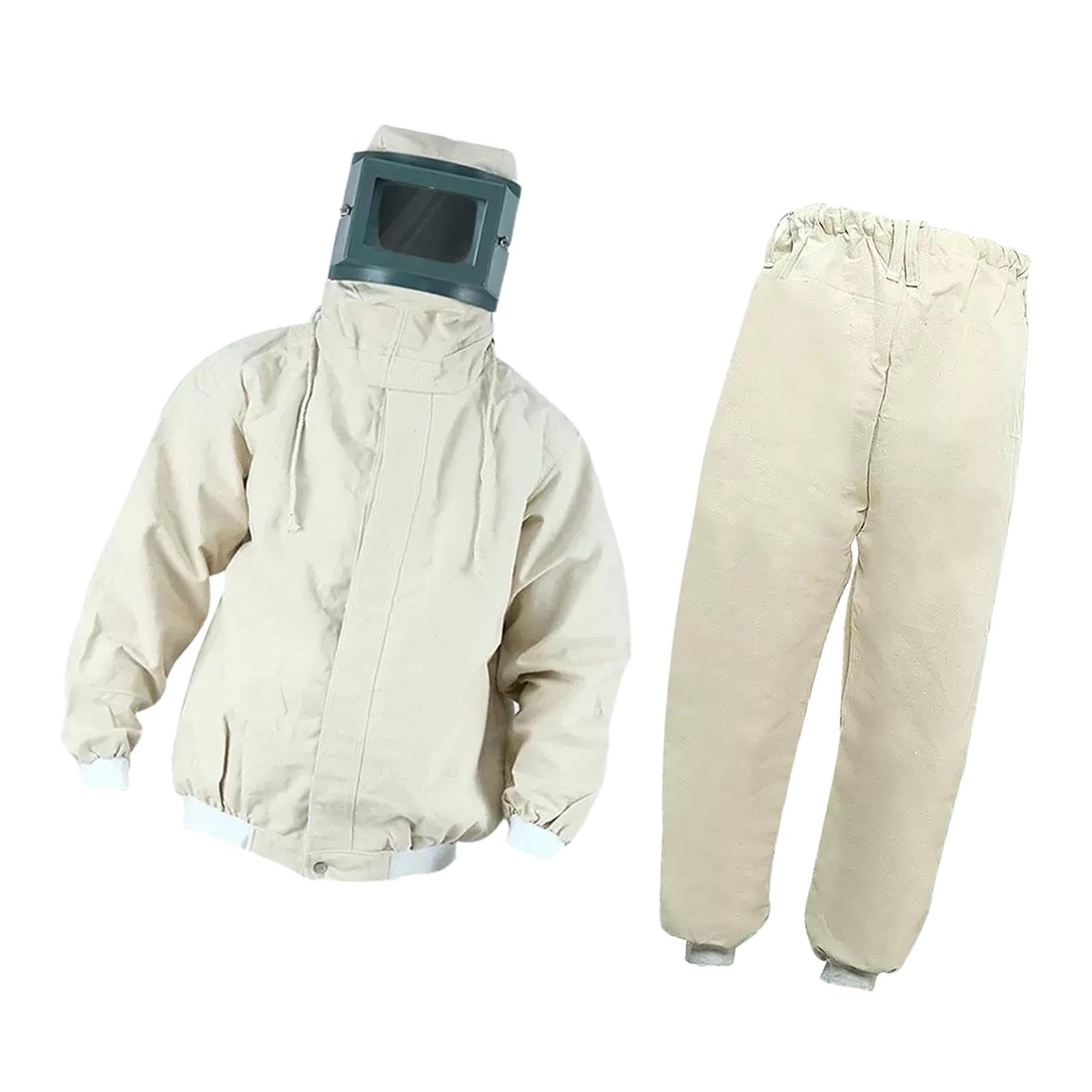 Traje de chorro de arena con capucha, traje de chorro para pintura en de hierro fundido, beige