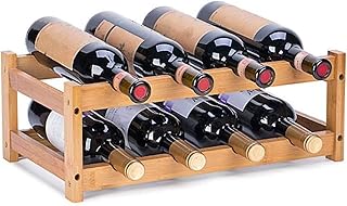 Wood Wine Racks, 2-Tier Nature Wine Display Rack Free Standing Wine Storage Countertop Table Organizer for Home Kitchen Wine Cellar