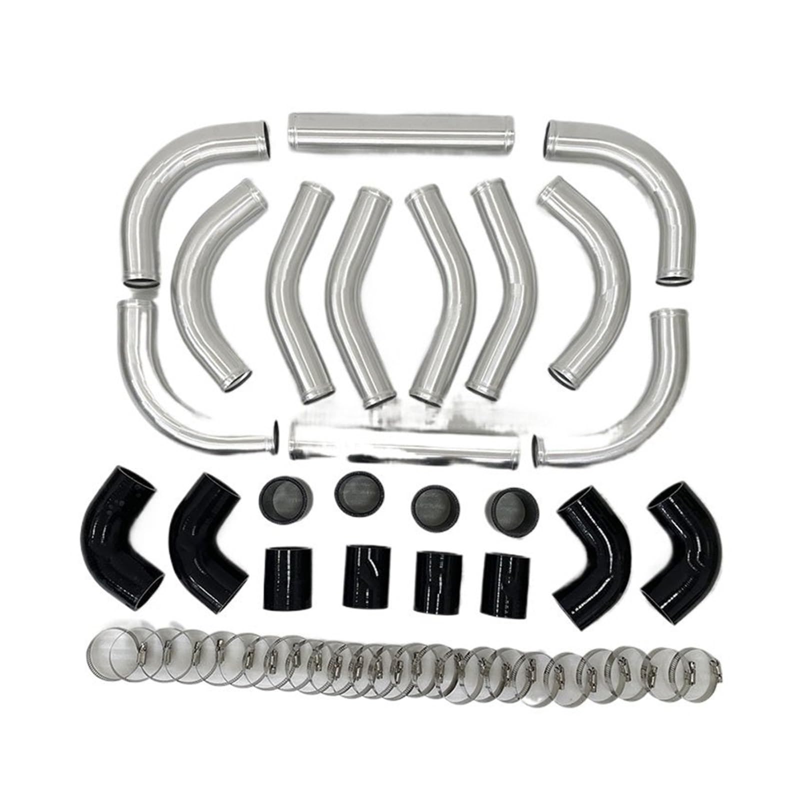 Bqwyedpl 2.0 Inch 12Pcs Kit Aluminum Universal Intercooler Turbo Piping Kit Pipe+ Hose Coupler Intercooler Piping Kit Cooled Intercooler
