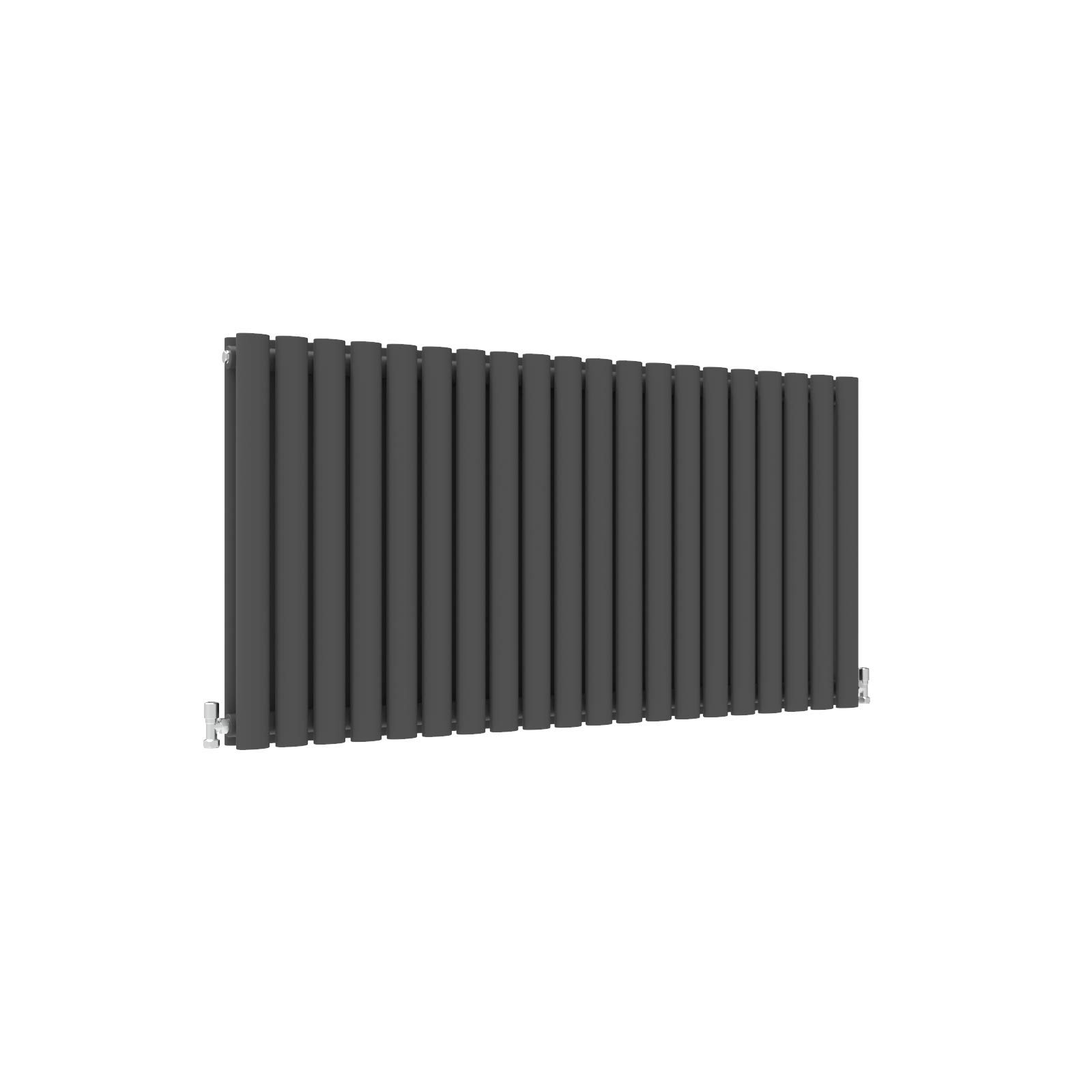 Acezanble∣Horizontal Column Anthracite Radiator Oval Double Designer Radiator 600x1180mm Central Heating Interior Design
