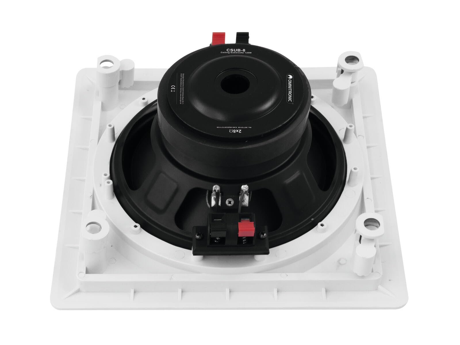 OMNITRONIC CSUB-8 Decken-Subwoofer | 8"-Einbau-Lautsprecher, Doppelschwingspule, 60 W RMS, 2 x 8 Ohm, 220 x 220 mm