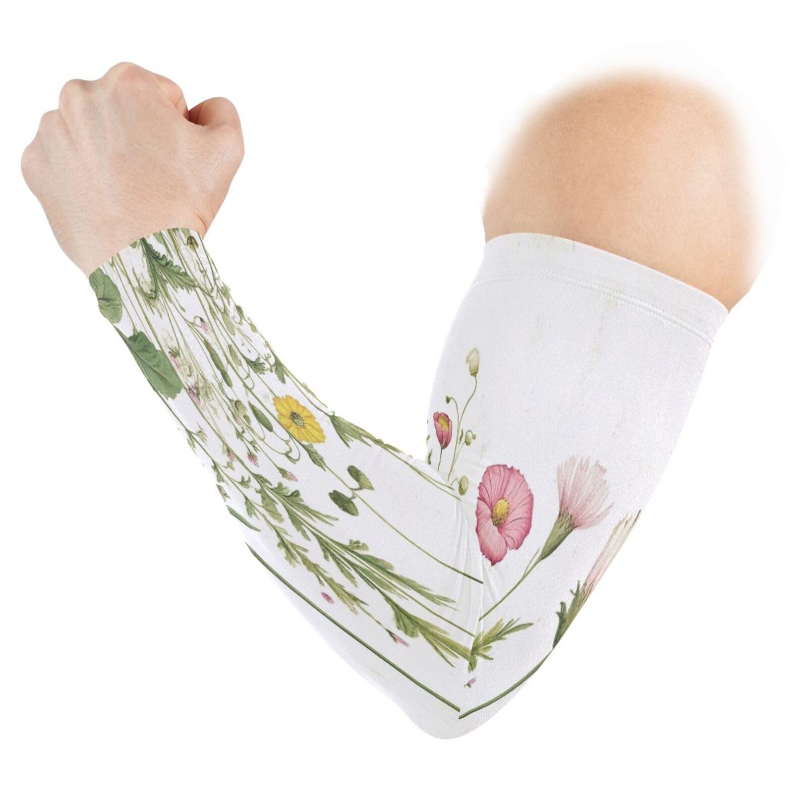 Kigai Wildflowers Poppy UV Sun Protection Arm Sleeves for Men Women Cooling Compression Sports Arm Sleeves Tattoo Cover Up