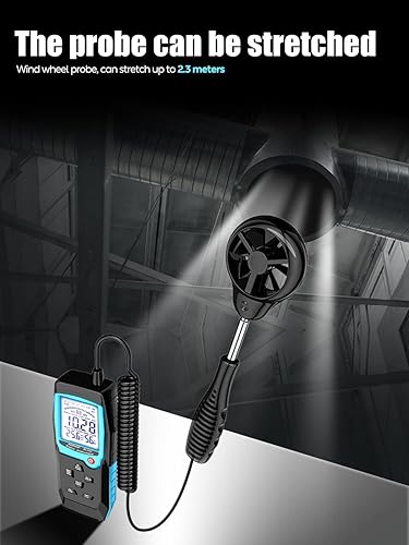 Miniatura 9 de Anemómetro digital H12 Medidor de velocidad de viento portátil con sensor de viento extendido, mide la velocidad del viento Flujo de viento