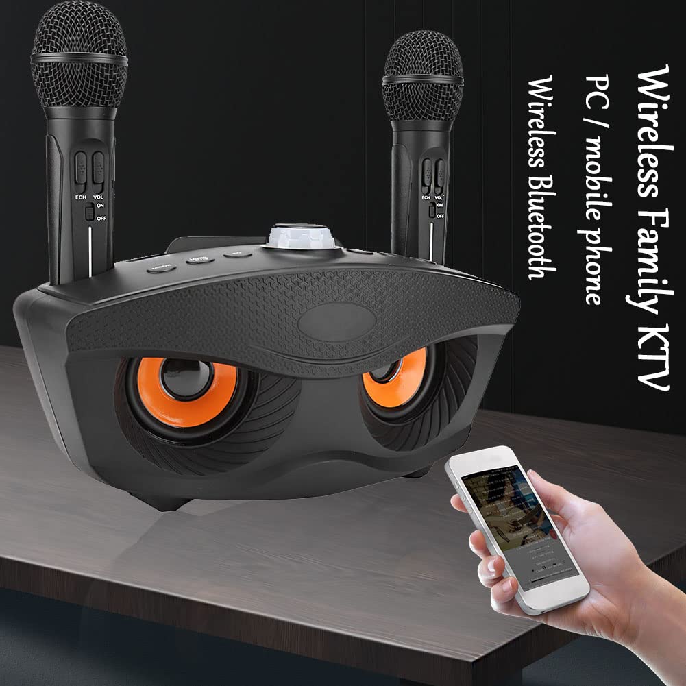 Karaoke Mikrofon, Bluetooth Lautsprecher und Mikrofon, Drahtloses Mikrofon für Innen und Außen, Tragbarer Home KTV Lautsprecher mit Verstärker, Heimkino Karaoke System (Schwarz)