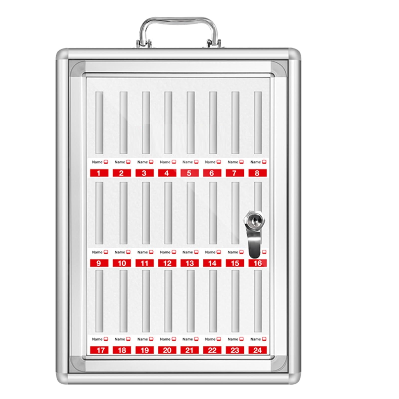 Mobile Phone Safe Deposit Box Aluminium Transparent Mobile Phone Cabinet Key Lock/Combination Lock Improve self-Control Suitable for Offices and Factories(Silver-1,24-bit)