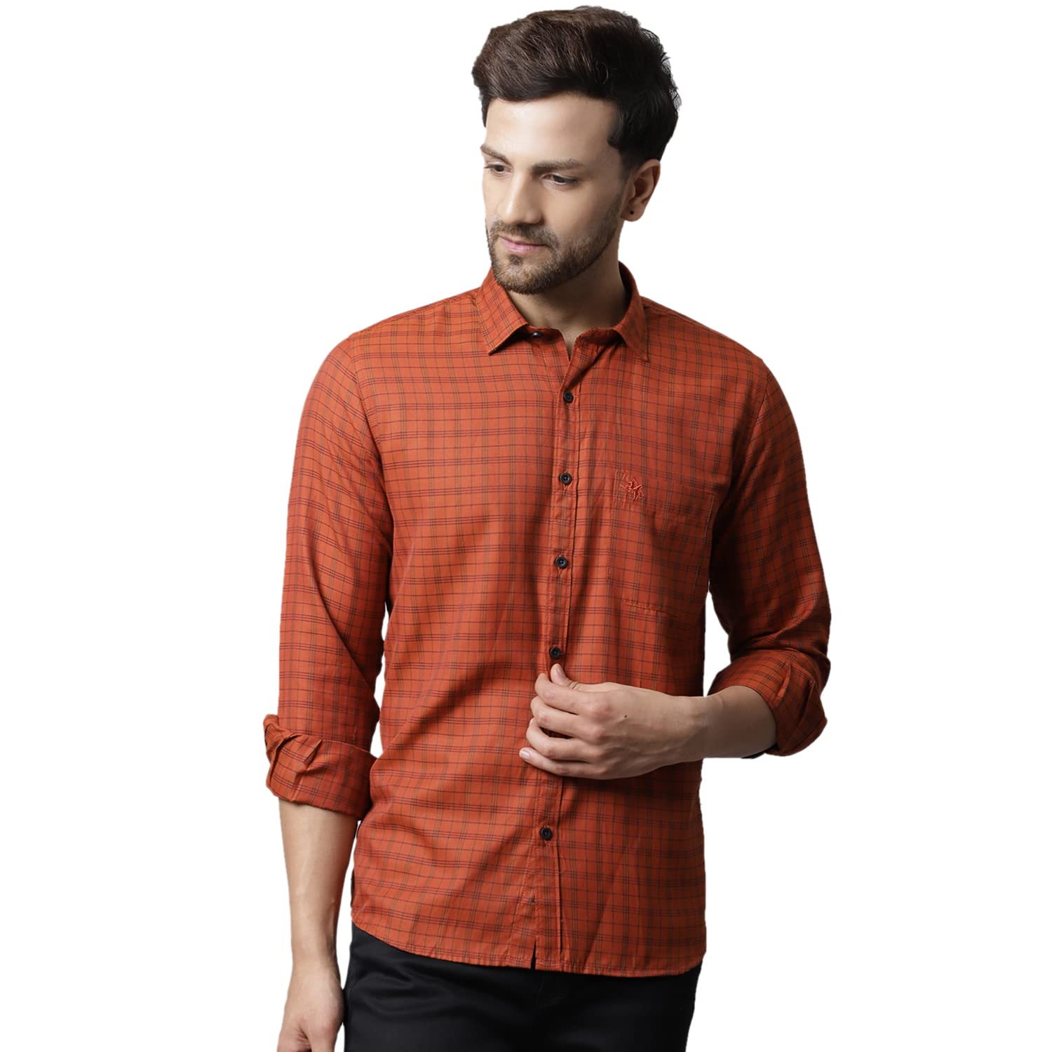 CantabilMen Cotton Blend Checkered Full Sleeve Casual Shirt (P_MSHC00229)