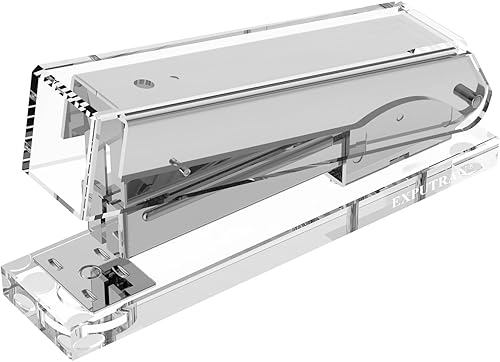 Grapadora acrílica, herrajes transparentes y dorados, hermoso accesorio de escritorio para oficina, hogar o escuela, toma grapas estándar 246 o 266