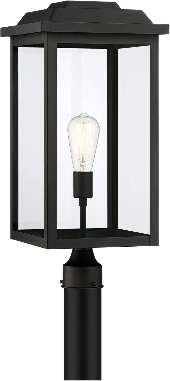 John Timberland Eastcrest Modern Outdoor Post Light Fixture Textured Black Metal 22 1/2" Clear Glass for Exterior House Porch Patio Outside Deck Garage Yard Garden Driveway Home Lawn Walkway