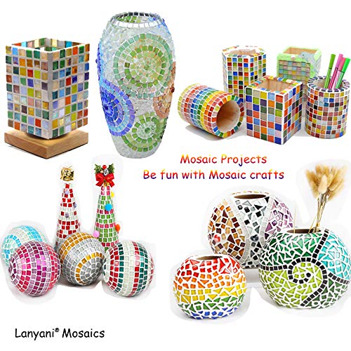 Lanyani 800 Pieces Mosaic Tiles Stained Glass - Assorted Colors For Art Craft And Home Decorations - 500G/1.1Lb #TOP4