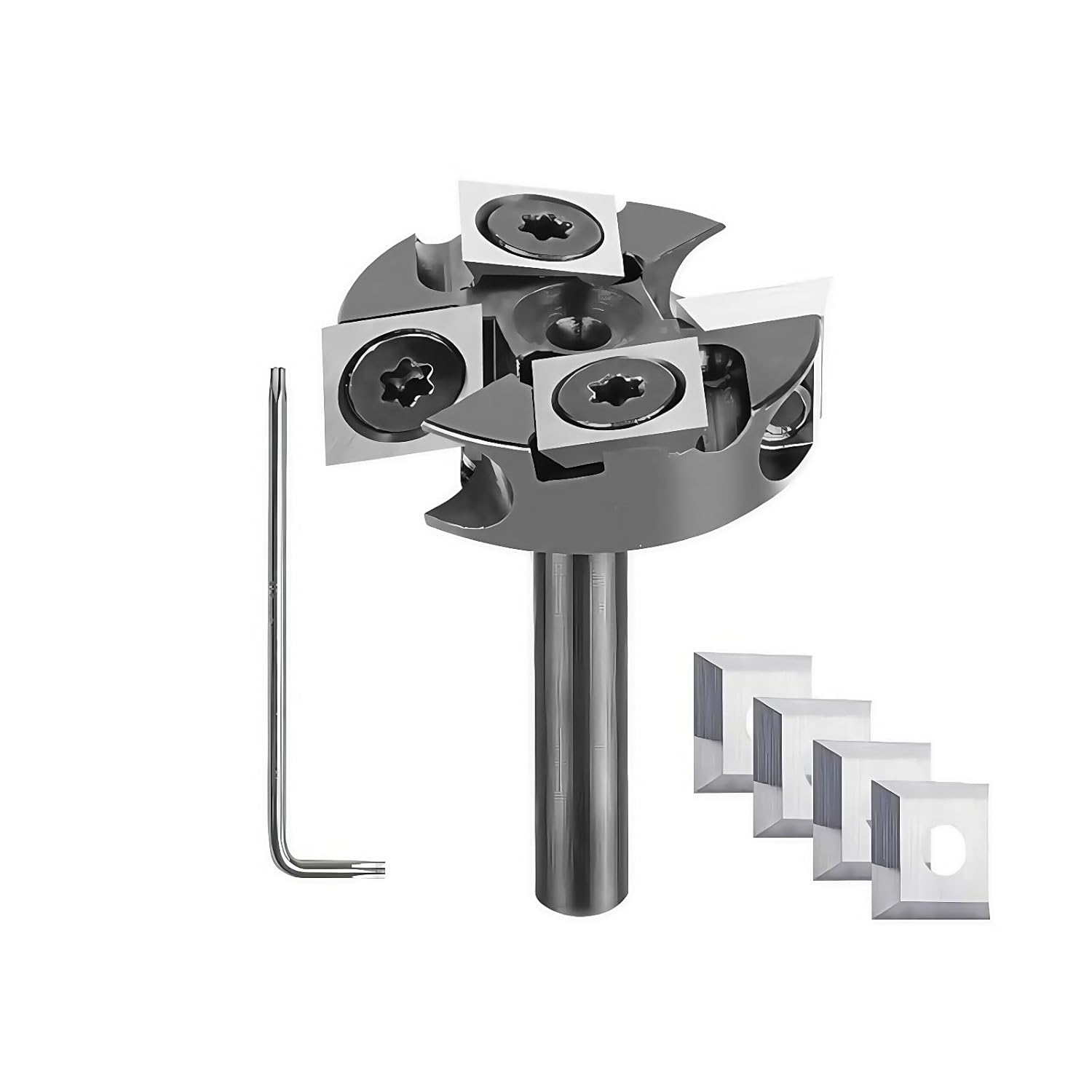1/4" Shank CNC Spoilboard Surfacing Router Bit, 1-1/4" Cutting Diameter with 4 Carbide Inserts - Slab Flattening Bit, Wood Planing Cutter for CNC Machine, Leveling Wood Slabs