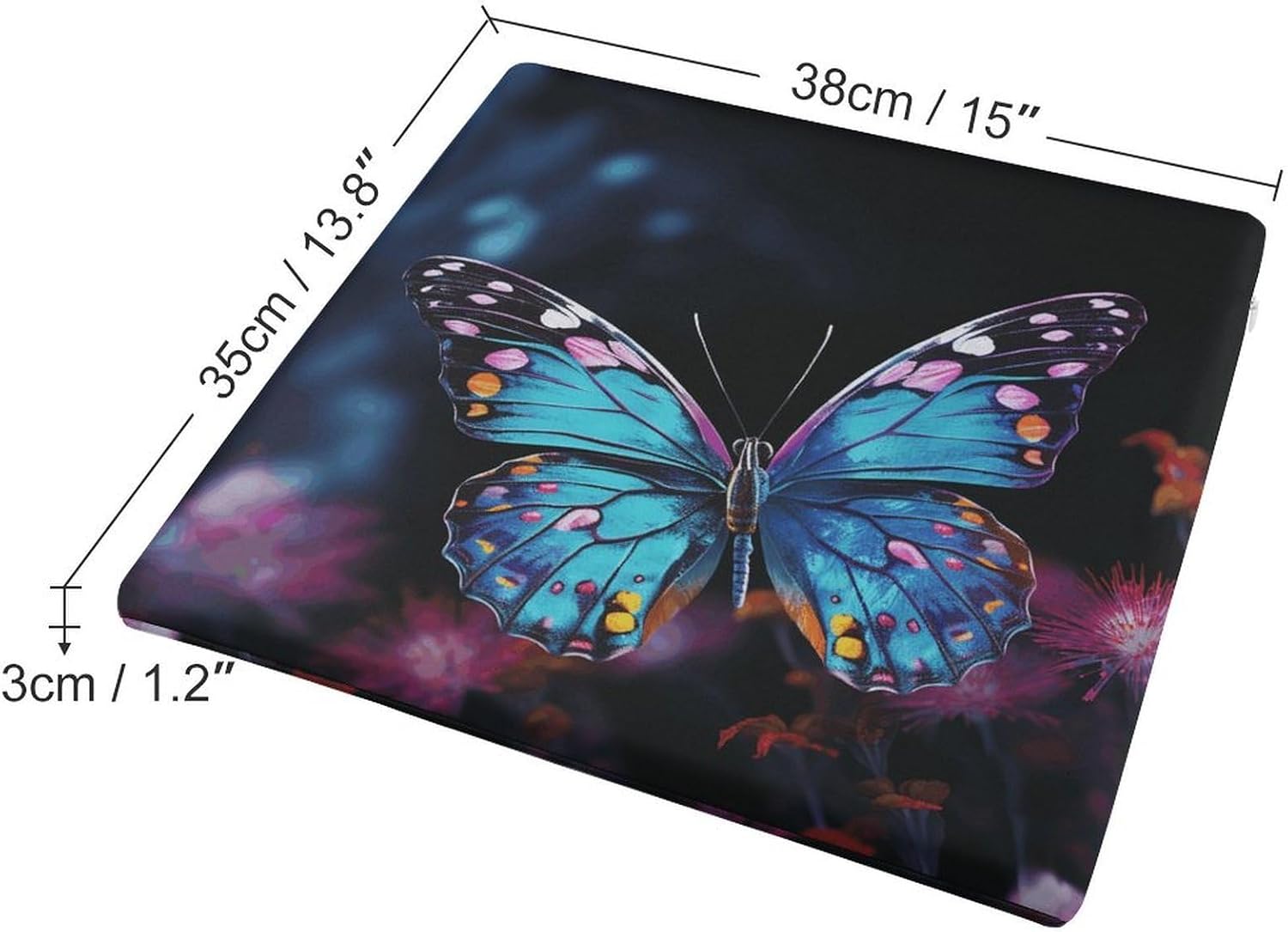 Charming Butterfly Chair Cushion Floor Pillow Stool Cushion | Cushions with Removable Cover with Square Memory for for Chair Living Room Balcony Office Sofa,13.8*15*1.2 Inch