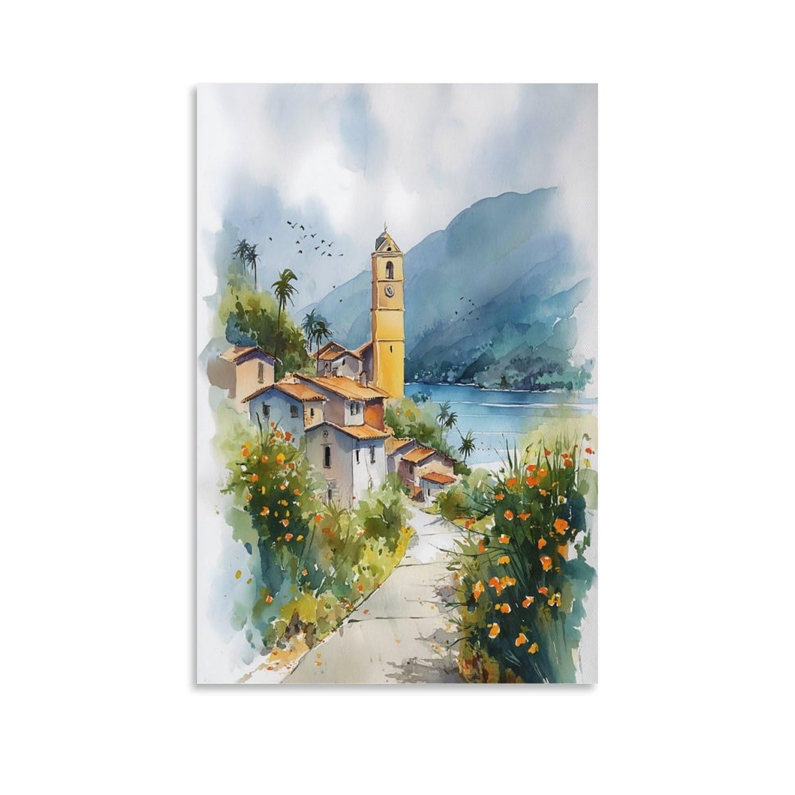 XWYMXZ Nicaragua City Watercolor 20x30inch(50x75cm) Vintage Travel Poster Watercolor Canvas Art