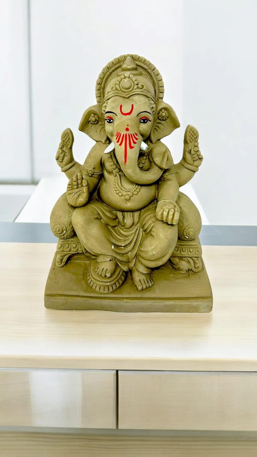 Suninow 100% Eco Friendly Clay Ganesh Idol for Ganesh Chaturthi 7.4 Inch | Water Soluble | Ganesh Chaturthi Idol | Clay Ganesha Idol, Multicolor (gi21) 3