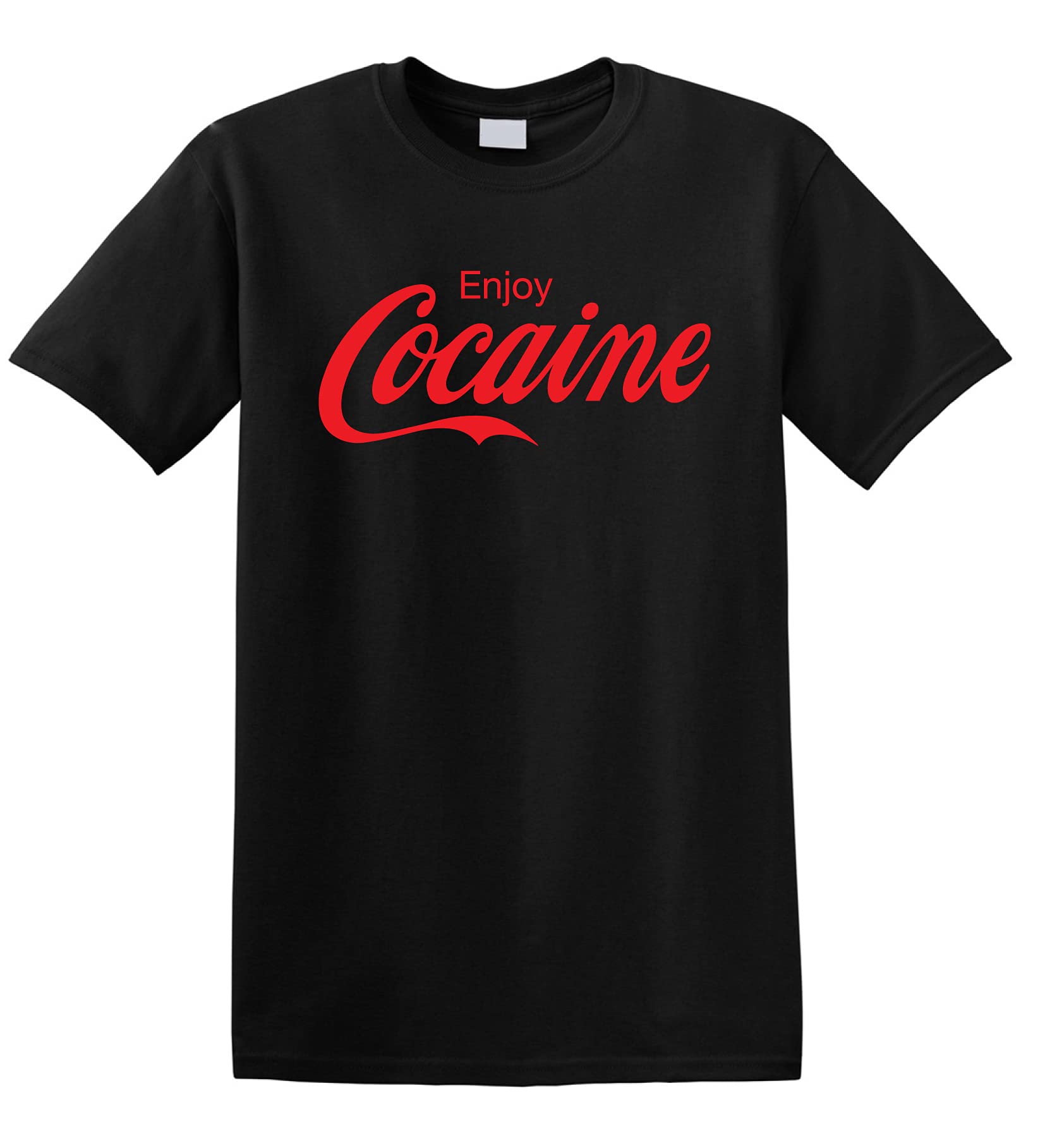 Revolutionary Tees Enjoy Cocaine Coke Drugs Pablo Escobar Cartel Heavy Cotton t-Shirt Black