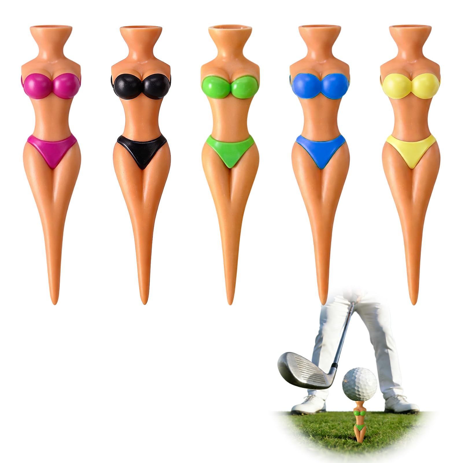 Camisetas de Golf Divertidas de Plástico 5 piezas 76 mm para Niñas Hombres Mujeres Entrenamiento