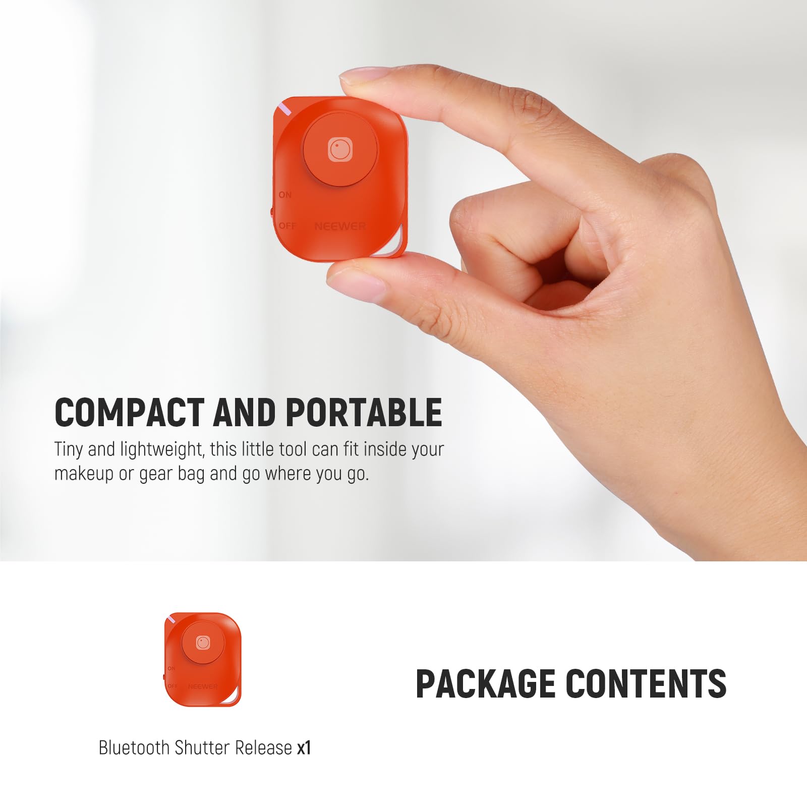 NEEWER RT116 Telecomando Bluetooth Wireless Controllo di Scatto della Fotocamera Compatibile con iPhone iPad Android Smartphone per Instagram Snapchat Selfie Foto Registrazione Video