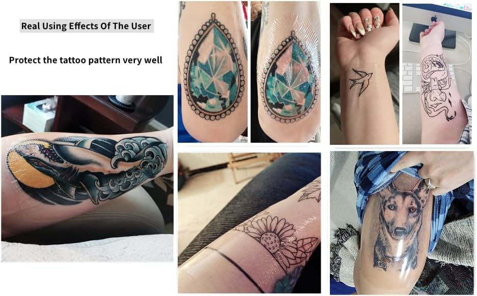 Miniatura 5 de Tattoo Aftercare - Vendaje adhesivo impermeable de 6 x 2 yardas, vendajes protectores curativos para segunda piel, cinta elástica transparente para