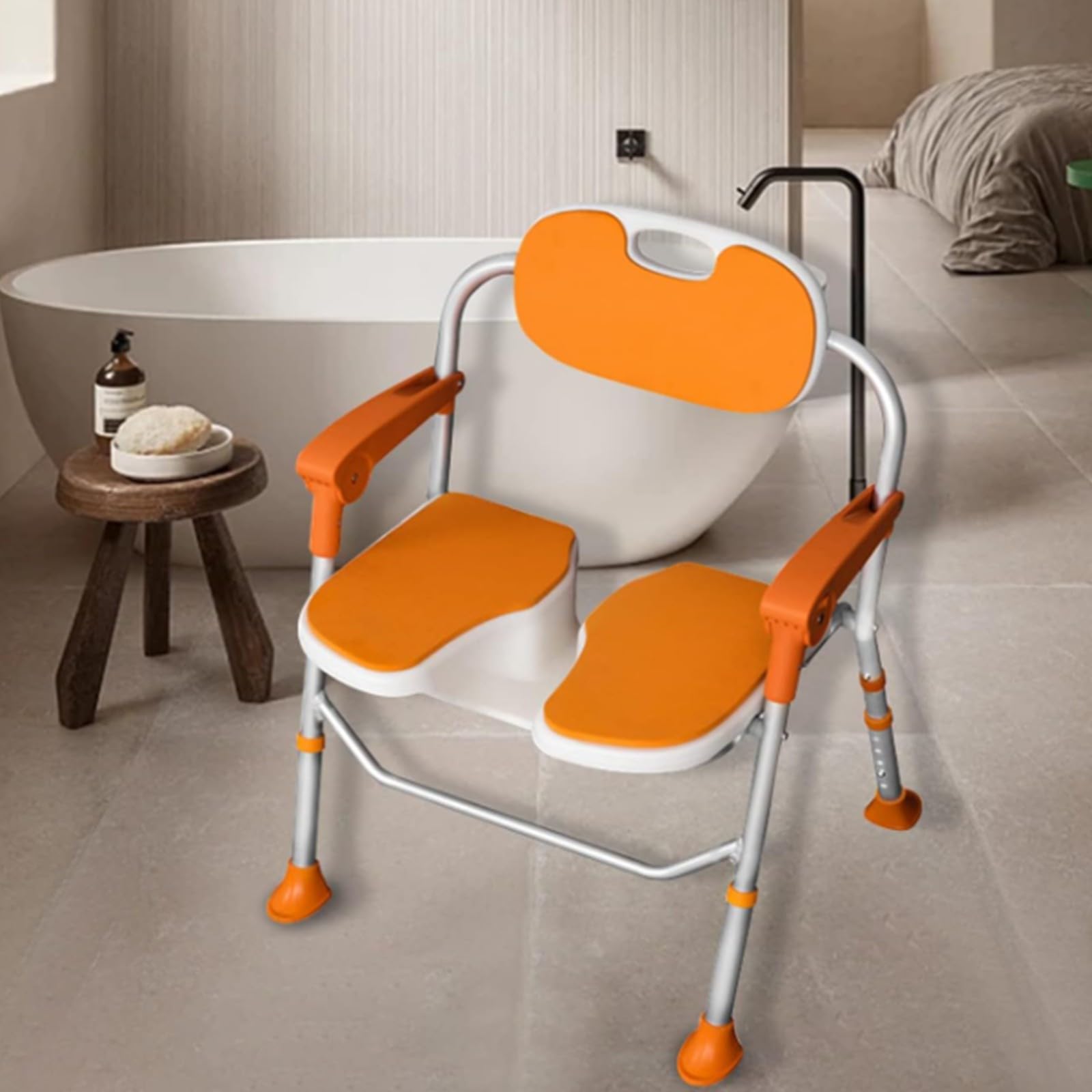MRKU Silla de bañera Resistente con apoyabrazos y Respaldo para Personas Mayores, discapacitadas, Embarazadas y Personas Mayores. Asiento de Ducha Mejorado en Forma de U Que soporta hasta 400 Libras.