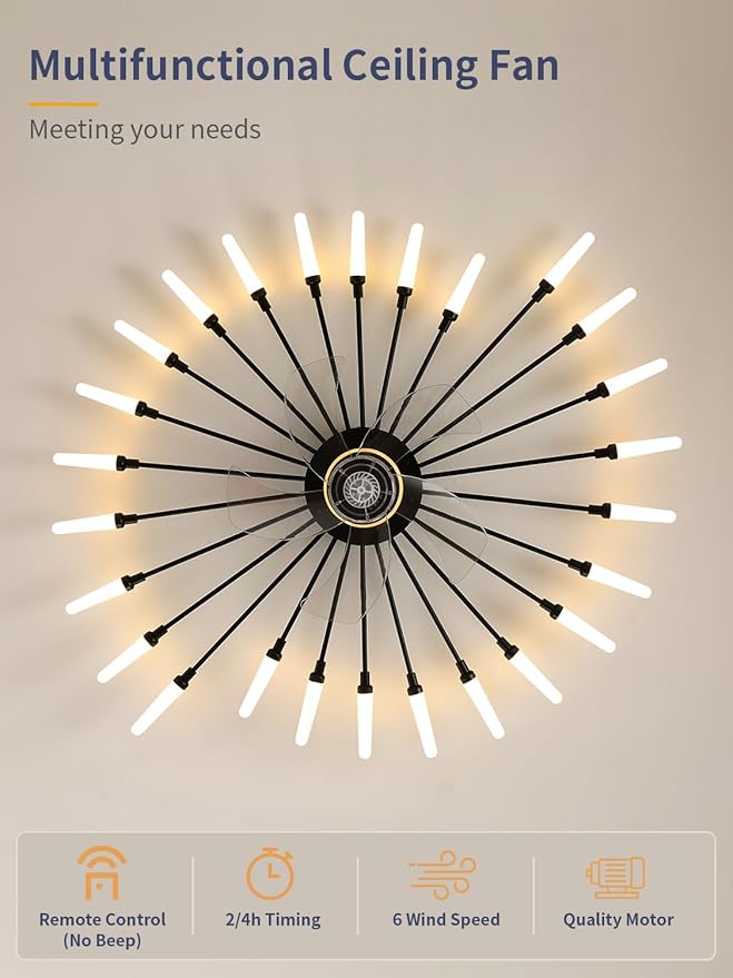 Ventilador de Techo 39 Pulgadas con Luz LED y Control Remoto miniatura 6