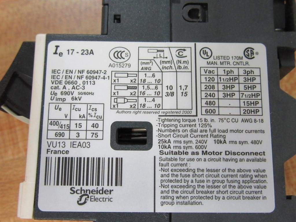 NEW Motor Circuit Breaker GV2ME21 GV2-ME21 17-23A