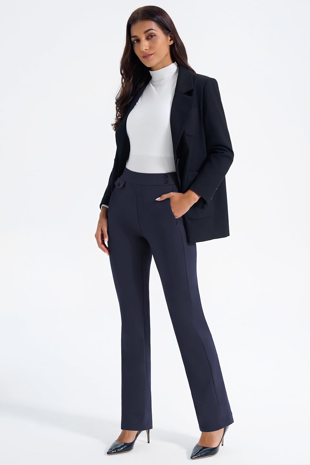 AFITNE Women's Yoga Dress Pants High Waist Pull On Stretchy Straight Leg Work Casual Slacks with Water-Repellent Fabric - Image 5