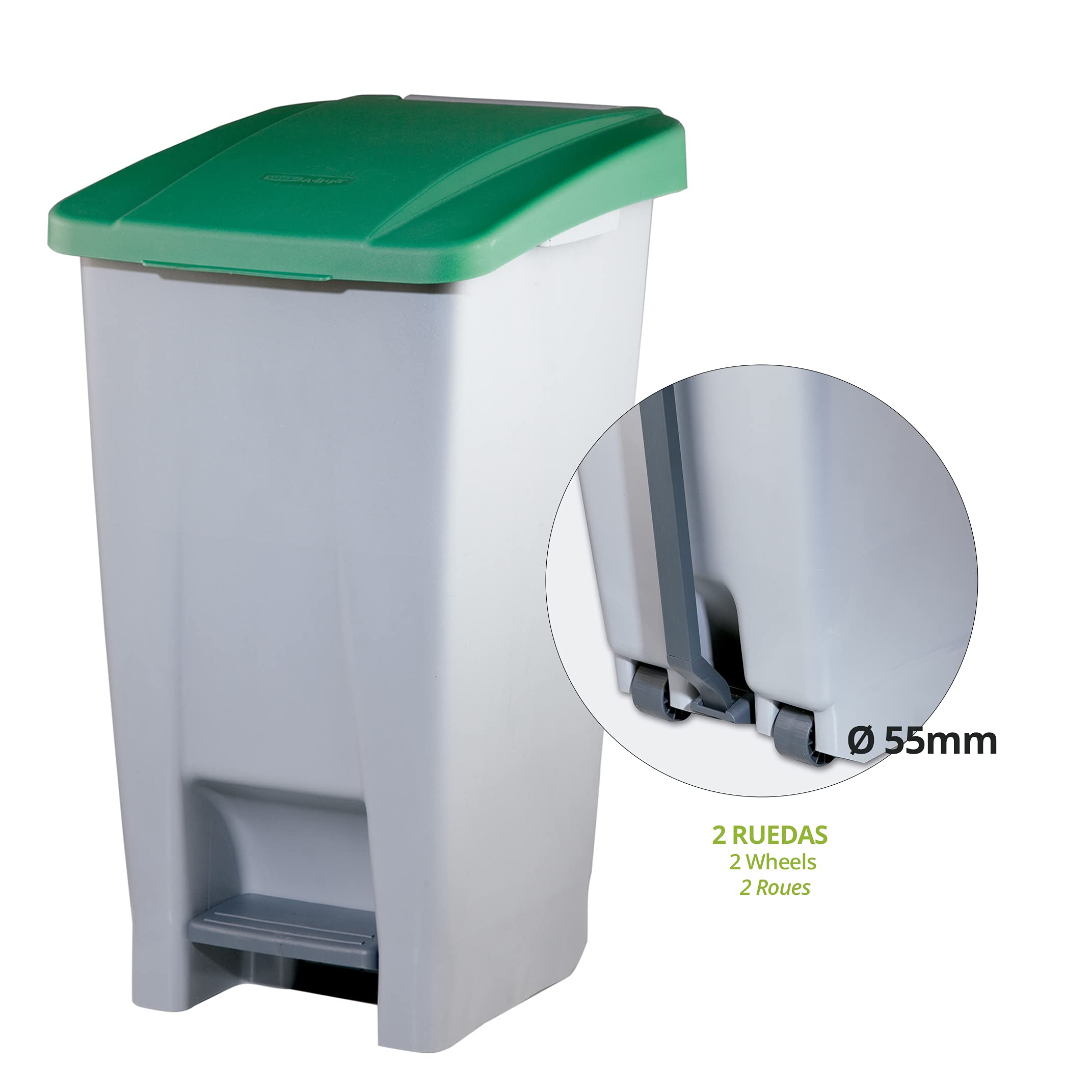 Denox PK3345 Pack Reciclaje Selectivo 80 litros c/u: 240 litros totales, en 3 contenedores, en Colores Verde/Azul/Amarillo