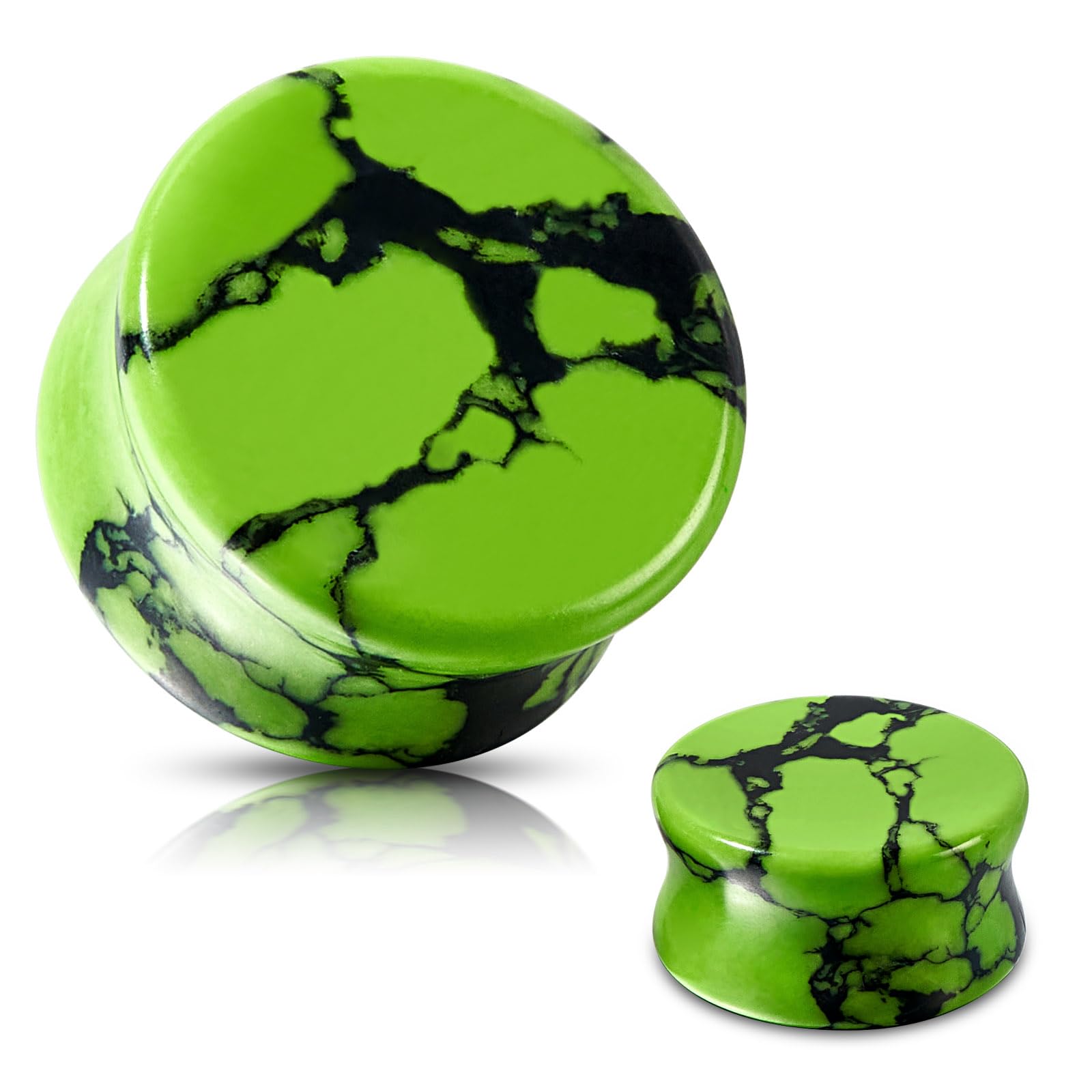 Qmcandy 2PCS Stone Ear Gauges Plugs Saddle Opalite Amethyst Stone Double Flared Ear Tunnels Expander Earrings for Women Men 2g-3/4