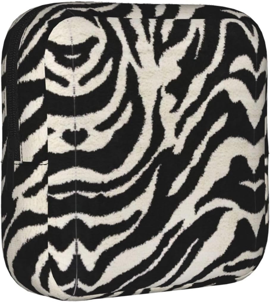 Zebra Animal Print Women Period Bag Sanitary Pouch Portable Pad Pouch Tampon Holder Small Zipper Pouch Storage Bag