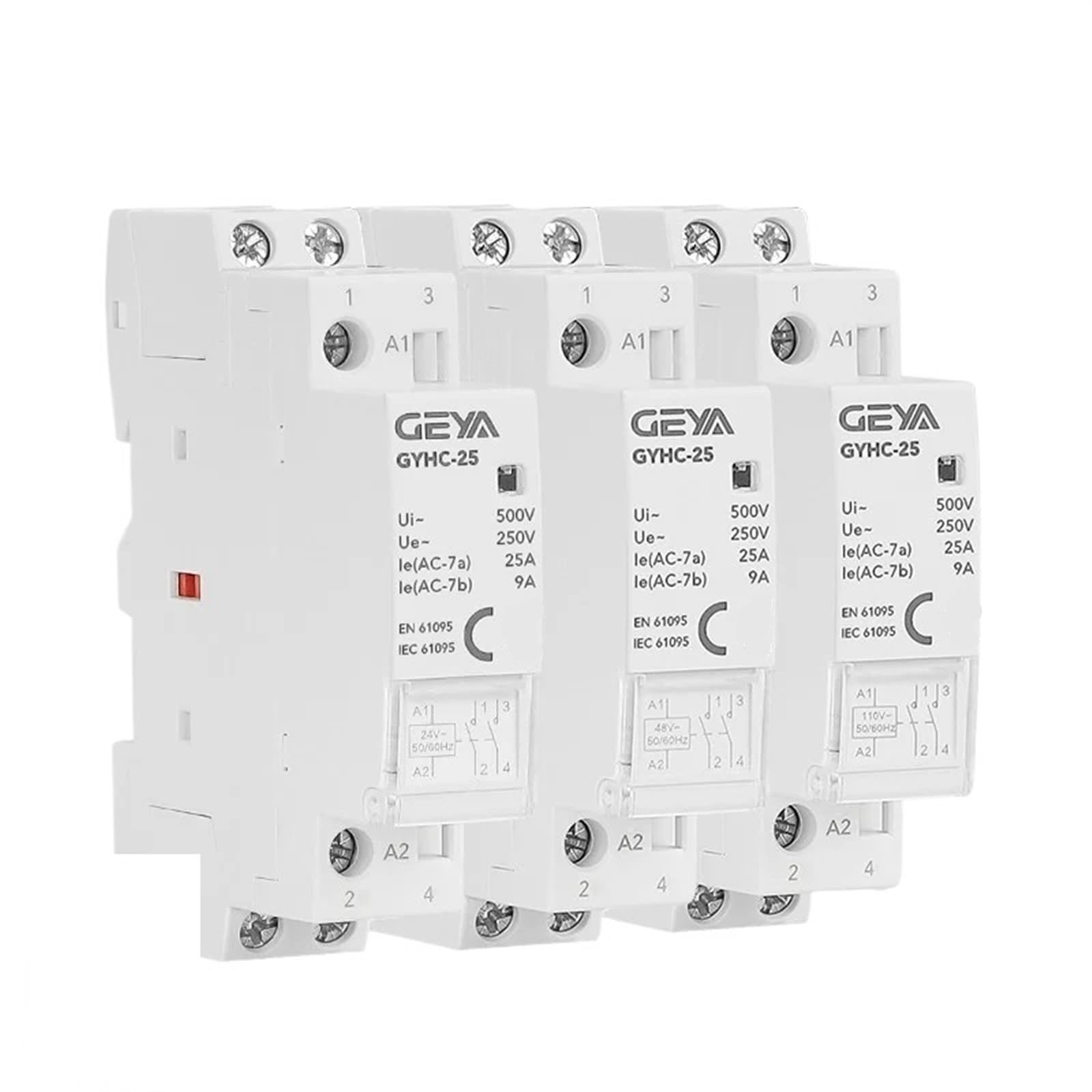 Contacteur modulaire sur rail DIN GYHC 2P 25A 2NC pour tableau électrique domestique