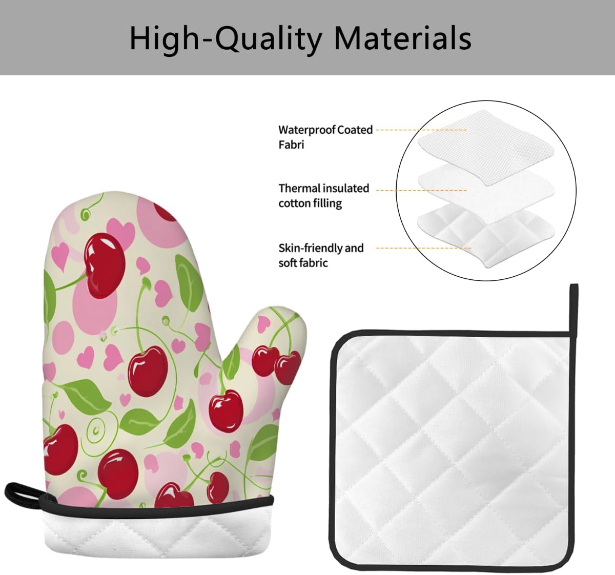 Heat-Resistant Gloves and Mat Cherry Heart