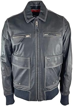 Diesel Mens L-Boom Leather Jacket Extra Large Black