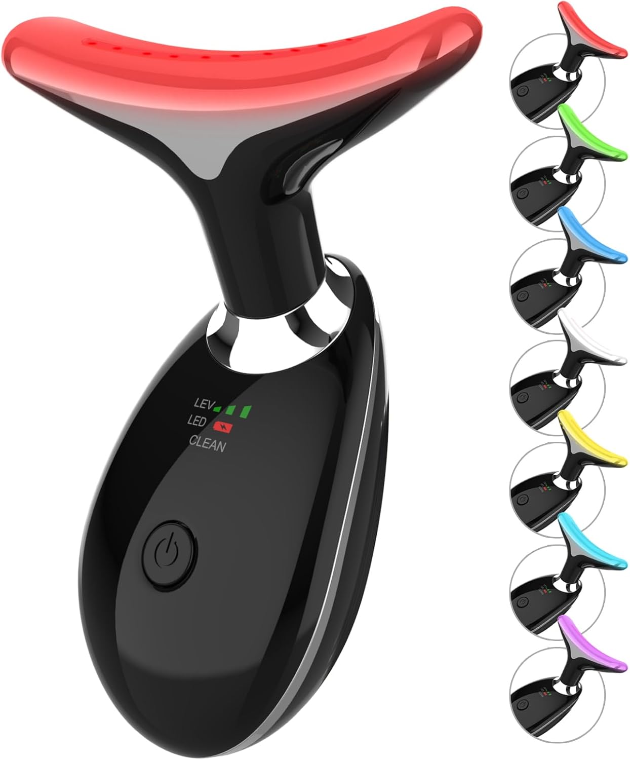 Red-Light-Therapy-for-Face and Neck, 7 Color Light Based Facial Massager, Portable Skin Care Tool (Black)
